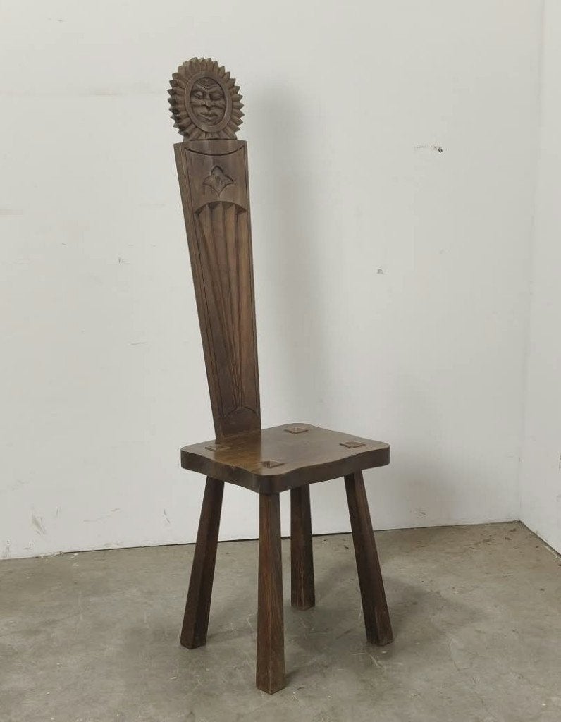 Brutalist Modern Sun Sculptured Chair, 50s, Gebruikt, Bruin, Onbekend, Ophalen of Verzenden