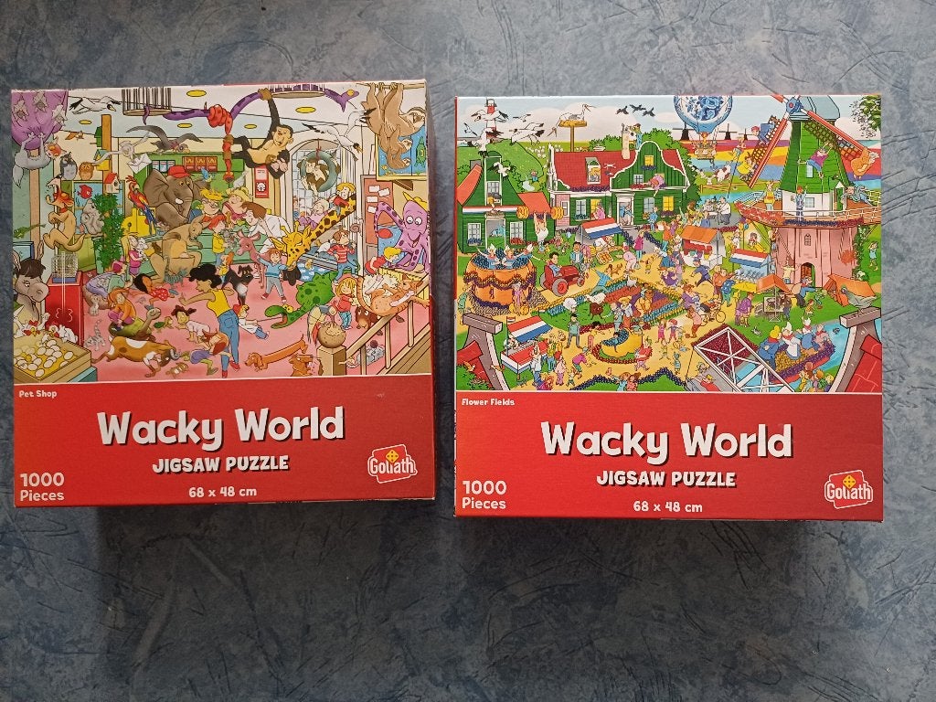 2X Wacky World Thats life 1000 stukjes compleet, Ophalen of Verzenden, 500 t/m 1500 stukjes, Gebruikt, Legpuzzel