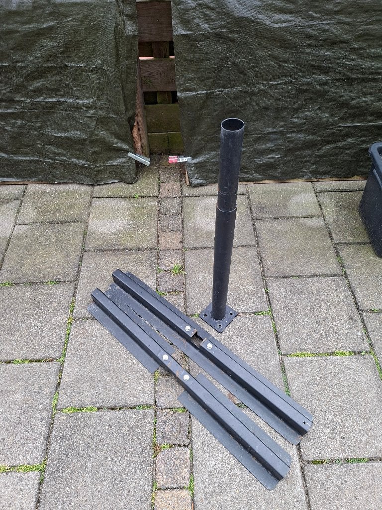 Zweef parasol Saluna Lyon 300 cm grijs., Tuin en Terras, Ophalen, Gebruikt, Verstelbaar, 2 tot 3 meter