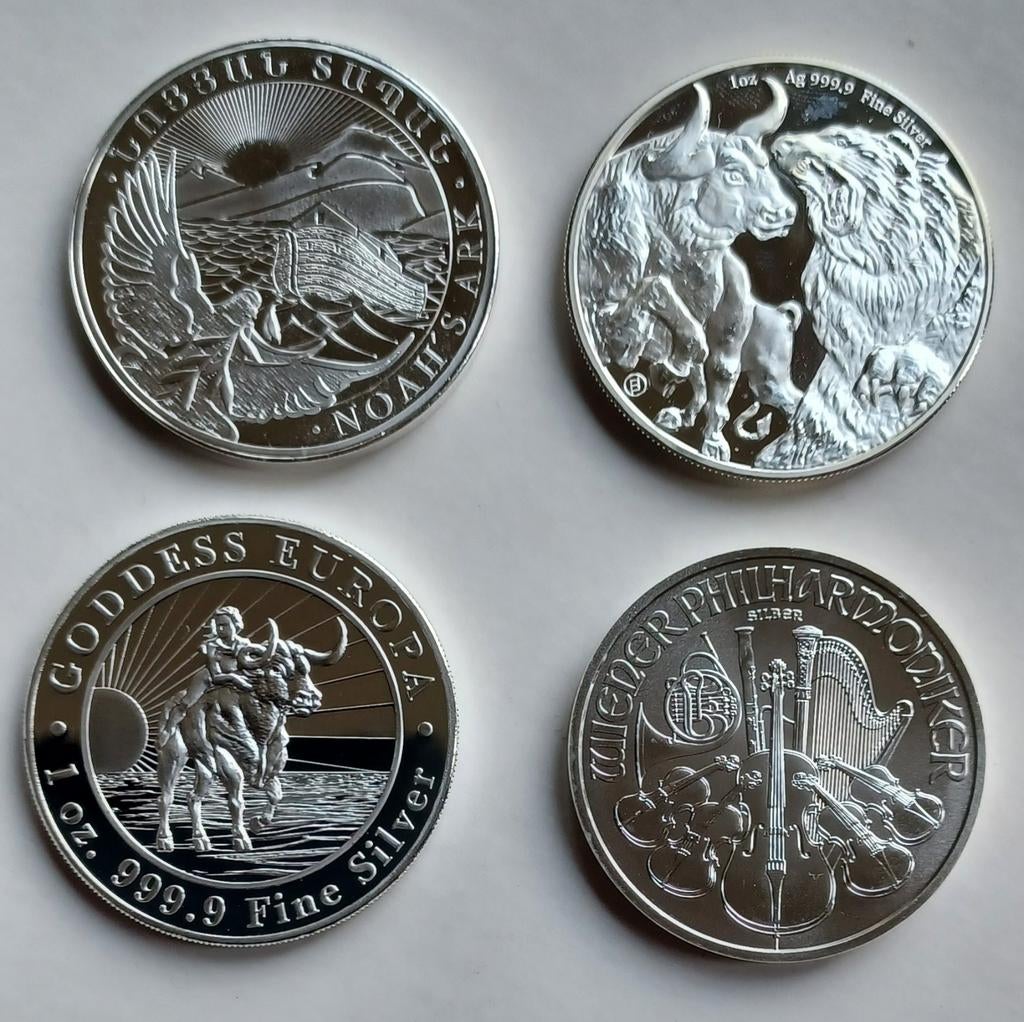 1 ounce zilveren munten, Postzegels en Munten, Edelmetalen en Baren, Zilver, Ophalen of Verzenden