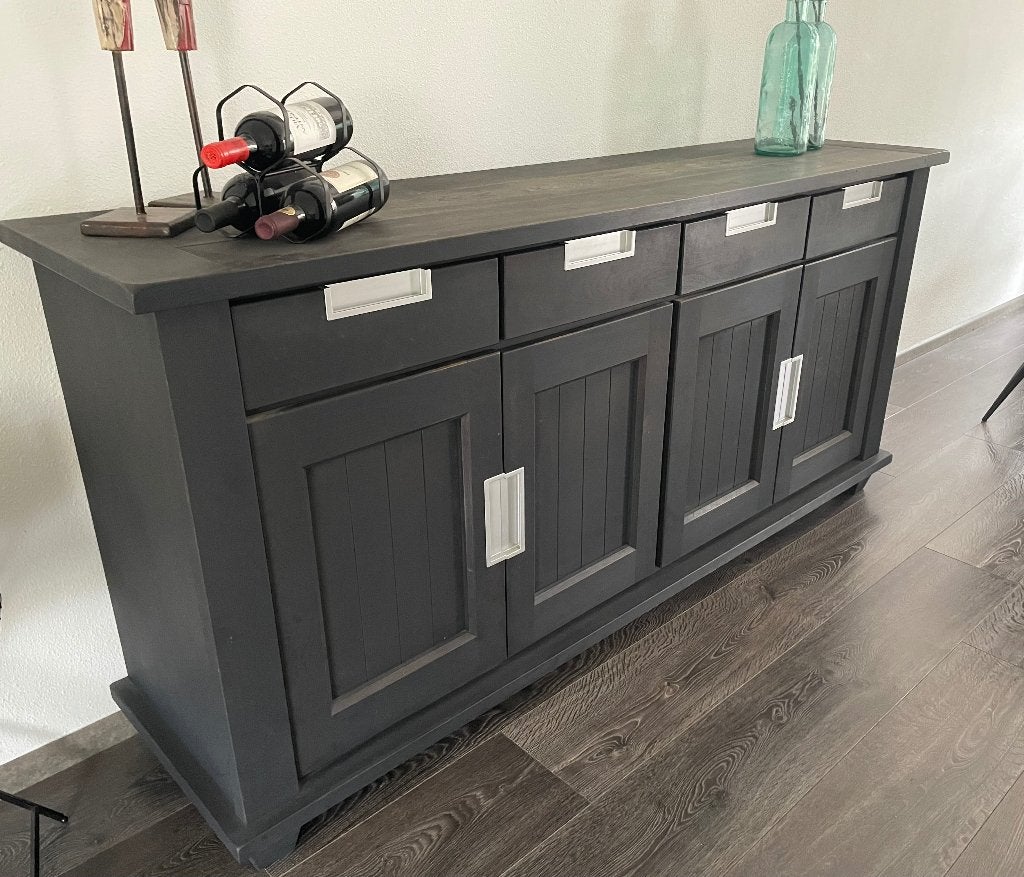 Eiken antraciet grijs dressoir . 50x200, Ophalen, Met plank(en), Gebruikt, 150 tot 200 cm