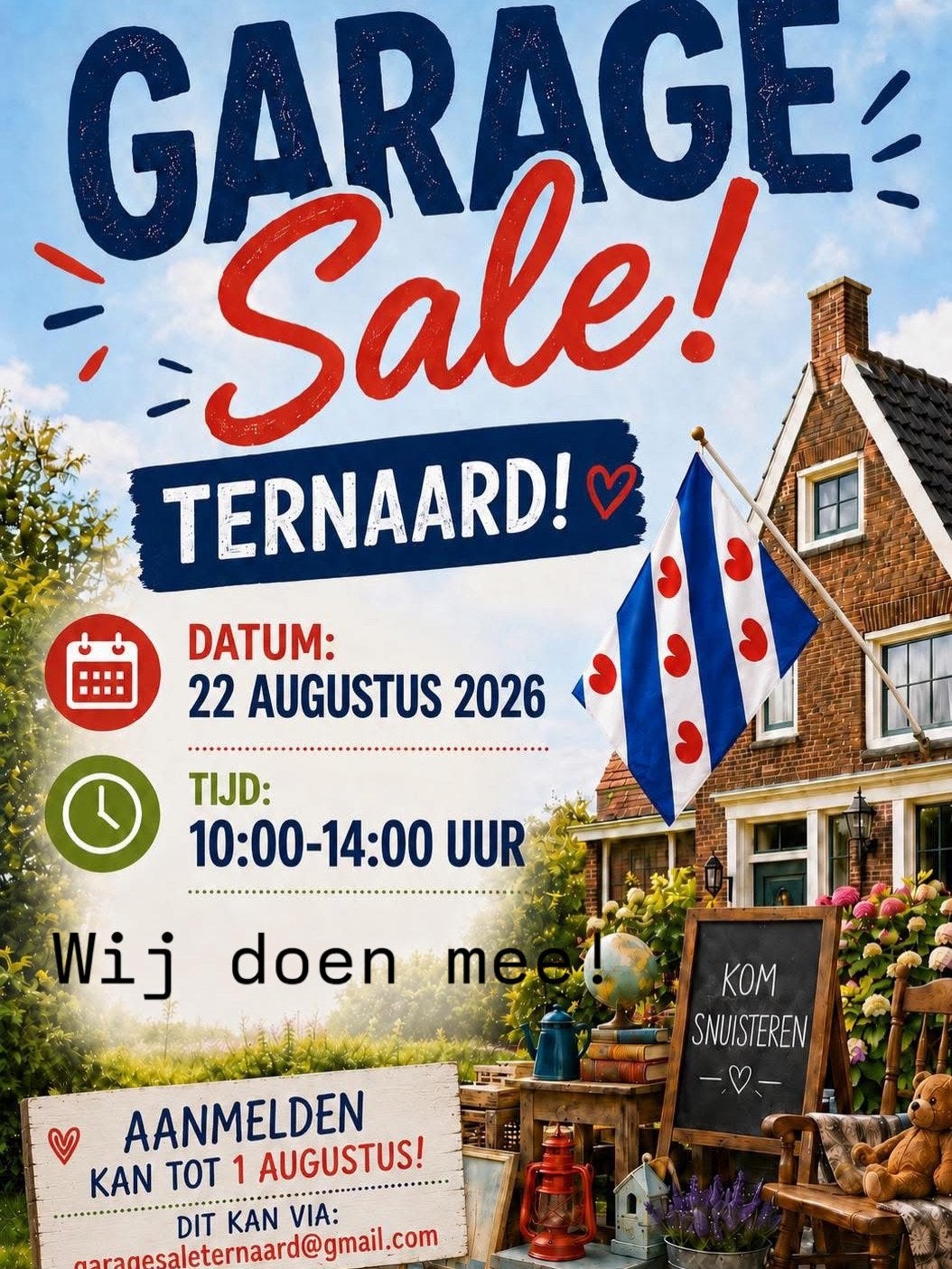 Garagesale Ternaard 22-8 10:00-14:00 uur veel adressen, Diversen, Ophalen, Gebruikt