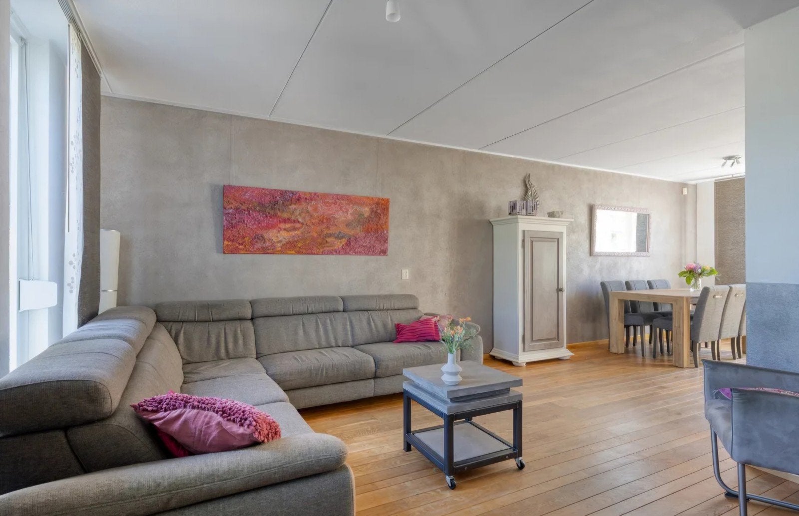 Hoekbank met slaapfunctie en verstelbare hoofdsteunen, Huis en Inrichting, Ophalen, 250 tot 300 cm, Gebruikt, 100 tot 125 cm