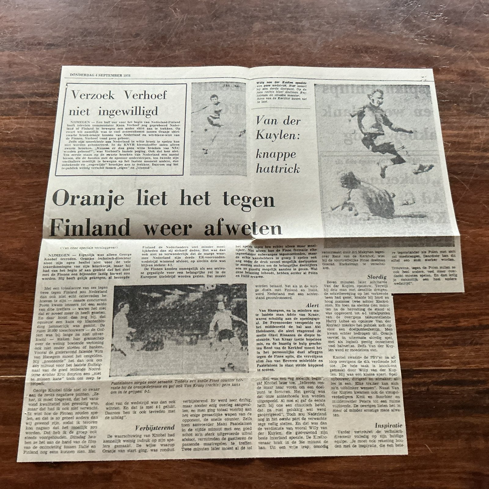 Voetbal krantenartikel Nederland Finland september 1975, Ophalen of Verzenden, Knipsel(s)