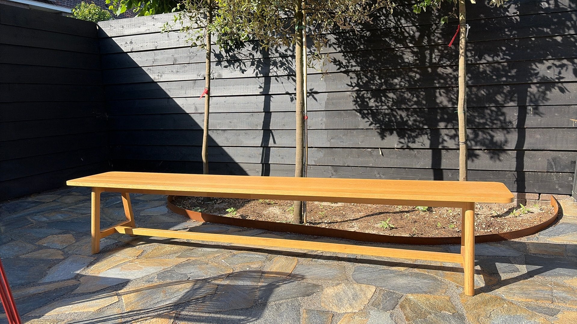 Eiken houten bank HAY - design bank - 250 x 40, Ophalen, Bruin, Zo goed als nieuw, Eén