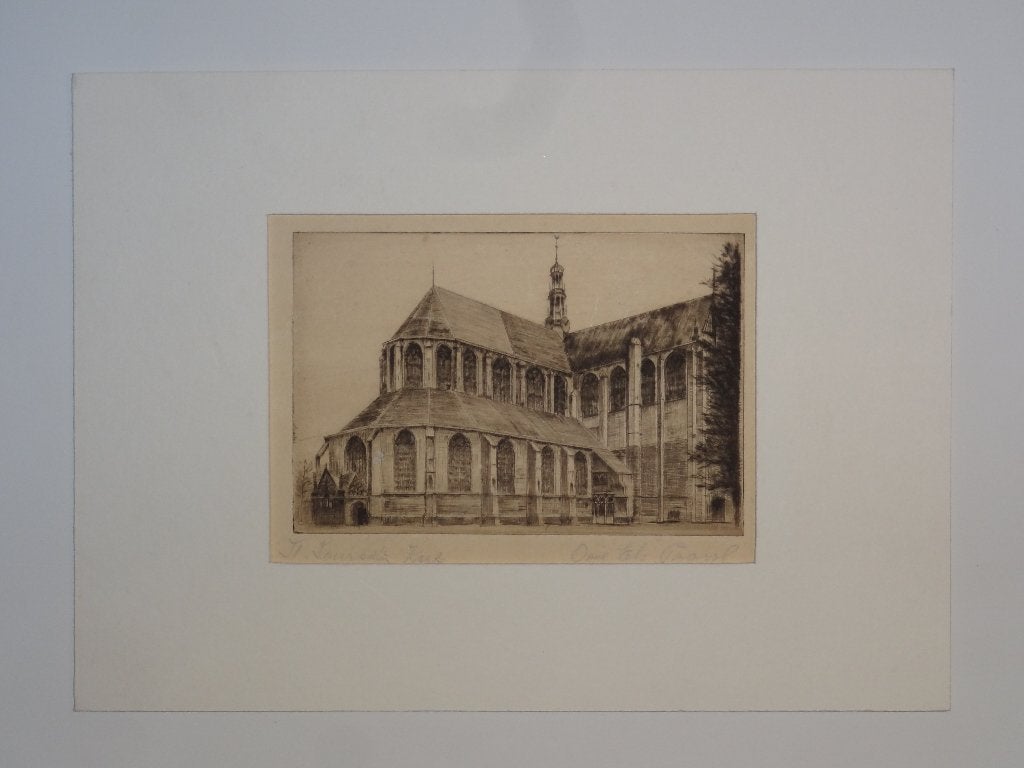ets St Laurenskerk Alkmaar passe partout signatuur onbekend, Stadsgezicht, Origineel, 1900 - 1949, Verzenden