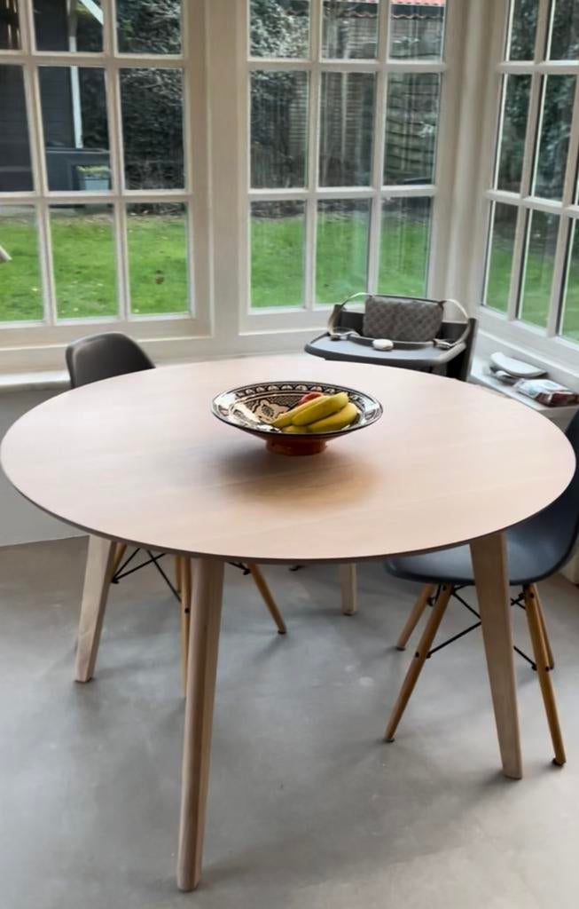 Eettafel hout 120 cm, Ophalen, Gebruikt, Rond, Hout