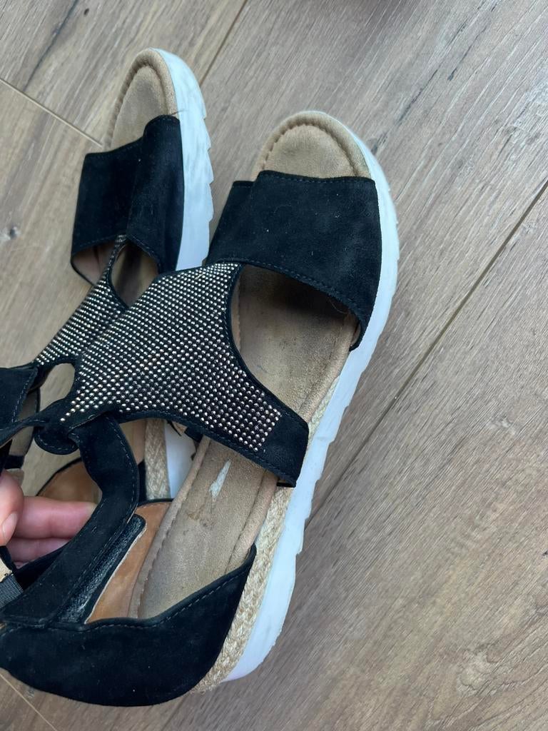 Gabor maat 8 is 41 sandalen schoenen zwart, Zwart, Zo goed als nieuw, Sandalen of Muiltjes, Ophalen of Verzenden