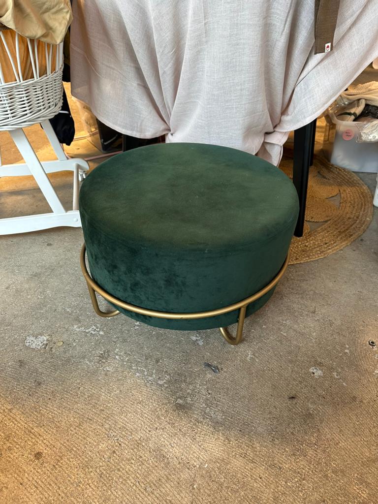 Groene velvet peof / bank, Ophalen, Minder dan 50 cm, 125 cm of meer, Zo goed als nieuw