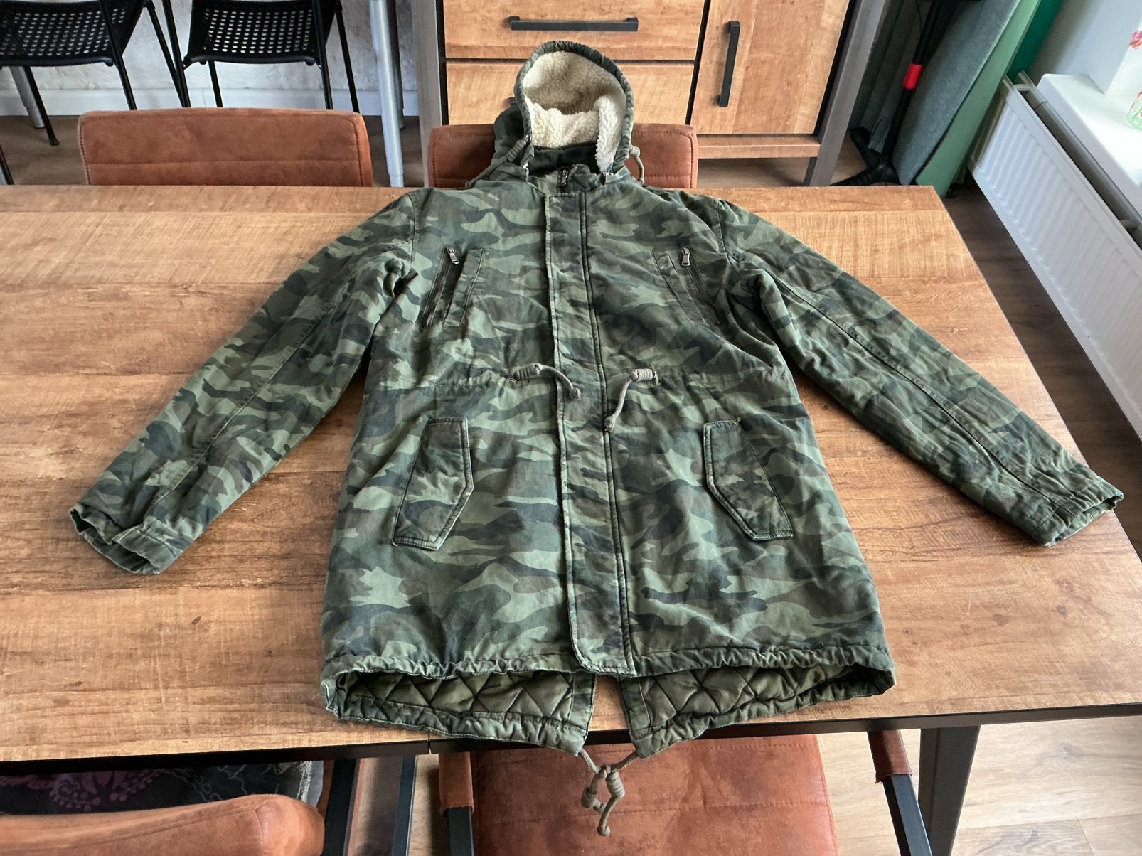 Mooie legerkleur winterjas voor heren maat XL, Ophalen of Verzenden, Gedragen, Maat 56/58 (XL)
