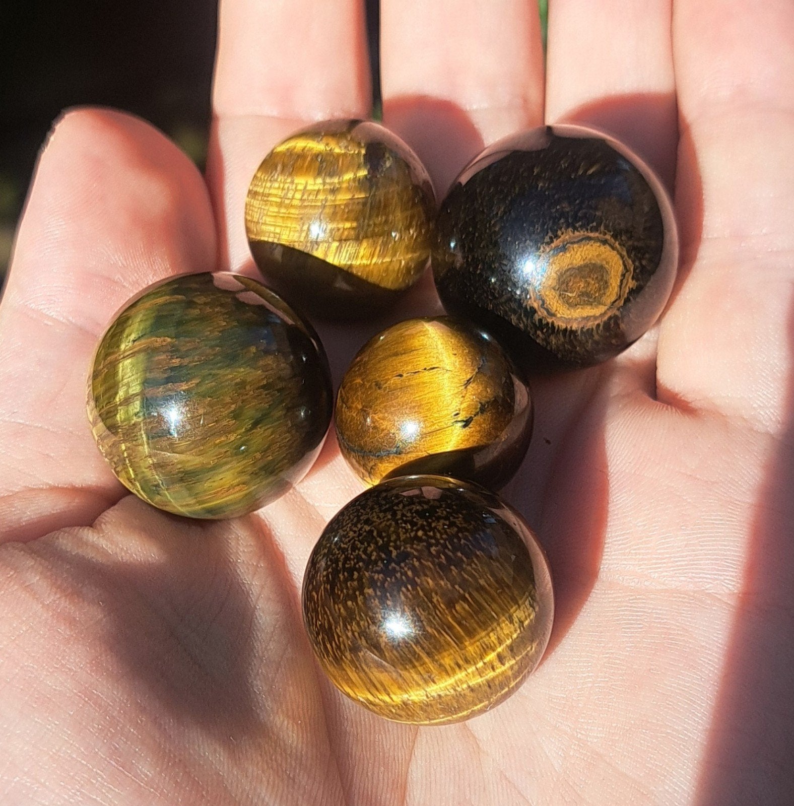 Tijgeroog bollen edelsteen verzameling bol edelstenen stenen, Verzamelen, Ophalen of Verzenden