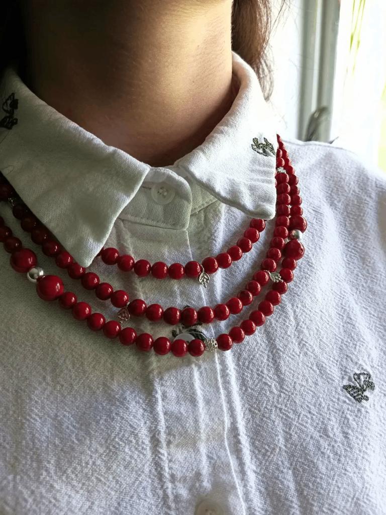 Ketting van Natuurlijk Koraal Handgemaakt, Verzenden, Nieuw, Rood, Steen of Mineraal