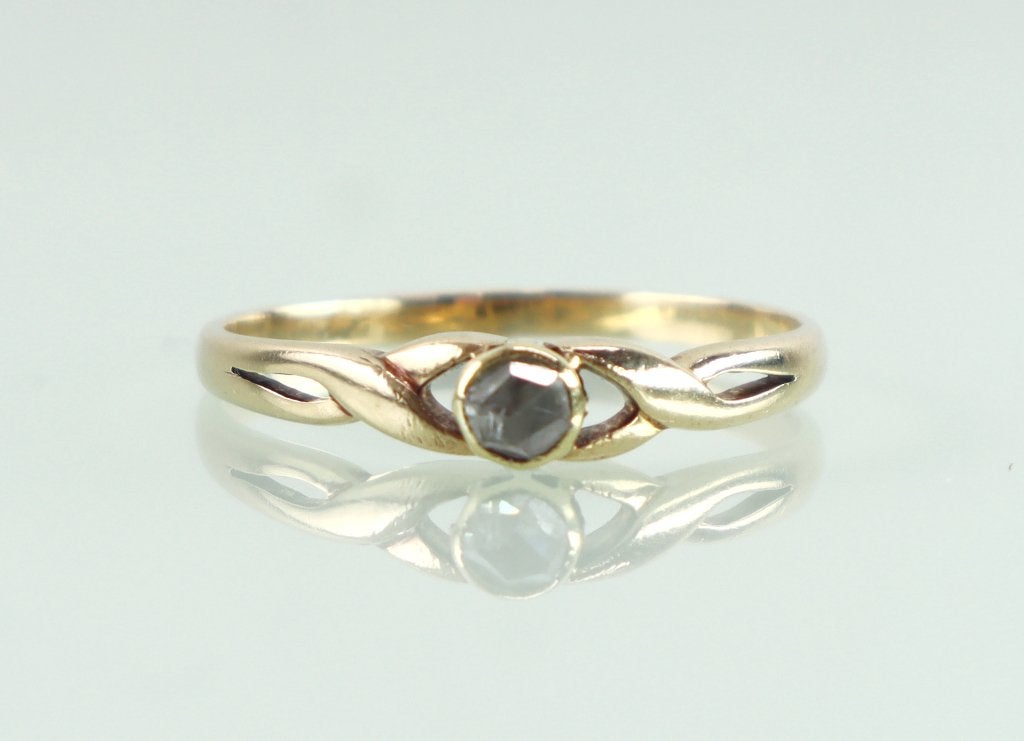 Antieke gouden ring roosdiamant, Ophalen of Verzenden, Goud, Ring, Met edelsteen