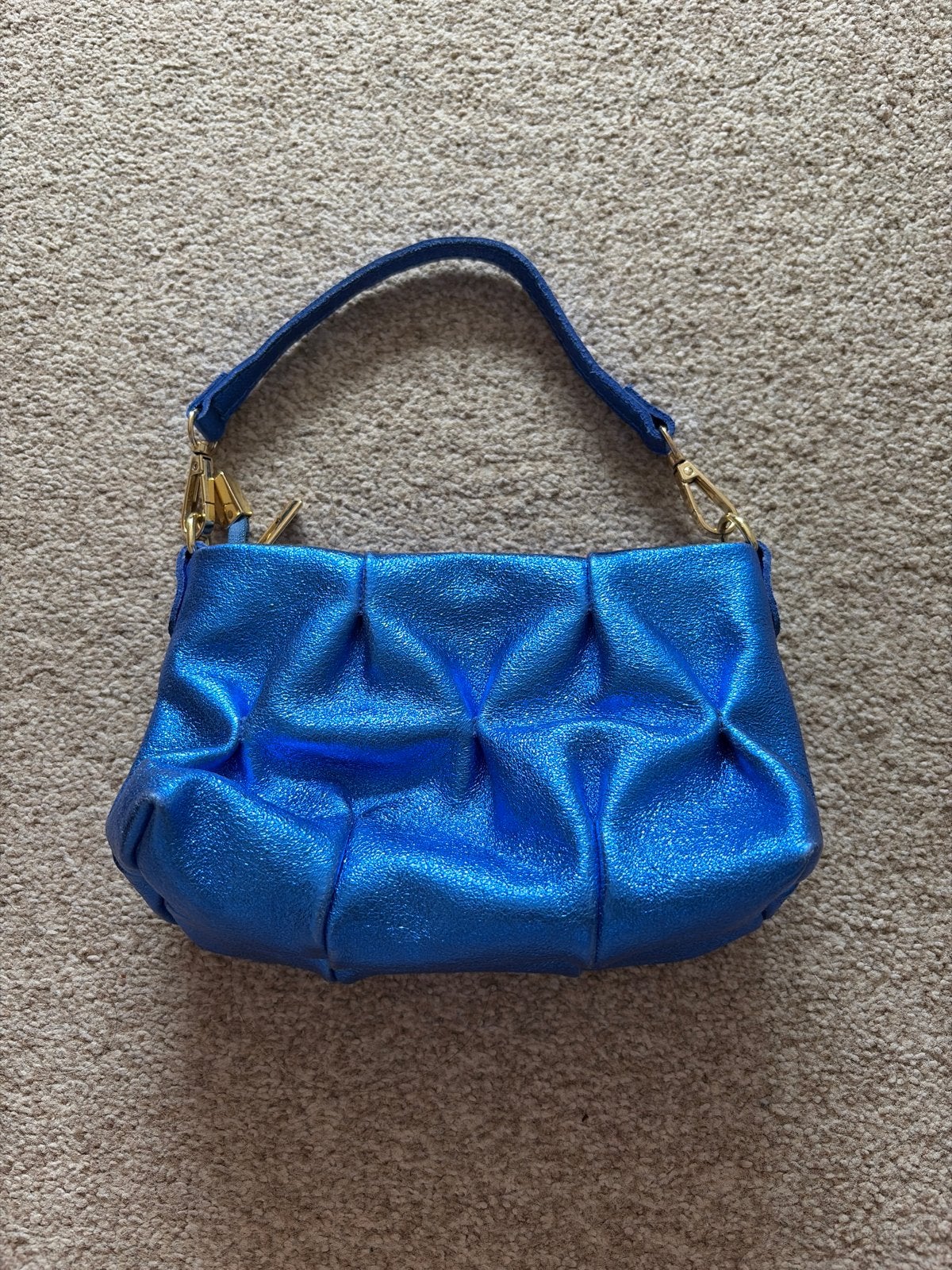 Blauwe leren avondtasje - Made in Italy, Ophalen of Verzenden, Zo goed als nieuw, Blauw, Avondtasje