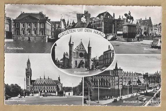 Oude ansichtkaart Den Haag: Mauritshuis Binnenhof Ridderzaal, Ophalen of Verzenden, 1920 tot 1940, Gelopen, Zuid-Holland