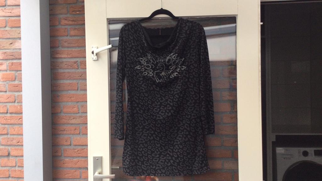 Soja Concept antraciet panter shirt met Pauw maat L, Kleding | Dames, Ophalen of Verzenden, Zo goed als nieuw, Grijs