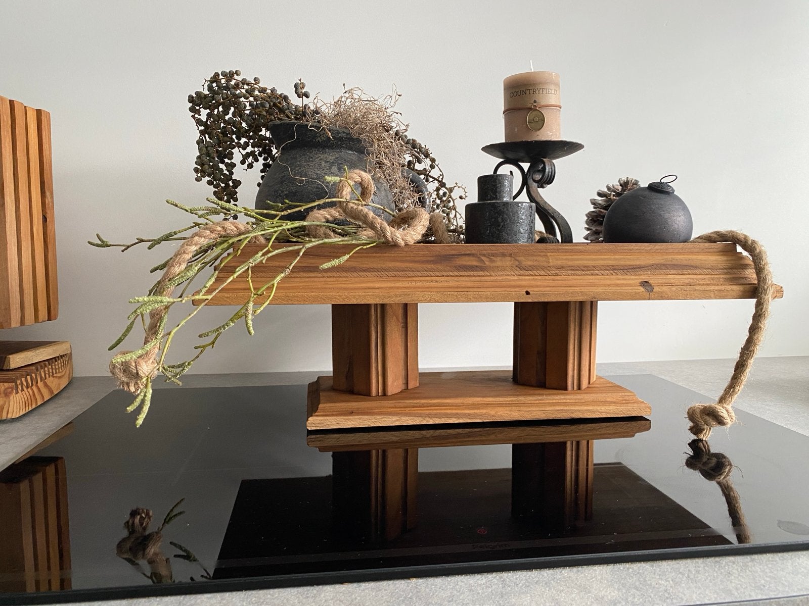 Teakhouten decoratie tafeltje - Landelijk thema, Hout, Nieuw, Ophalen of Verzenden, Landelijk
