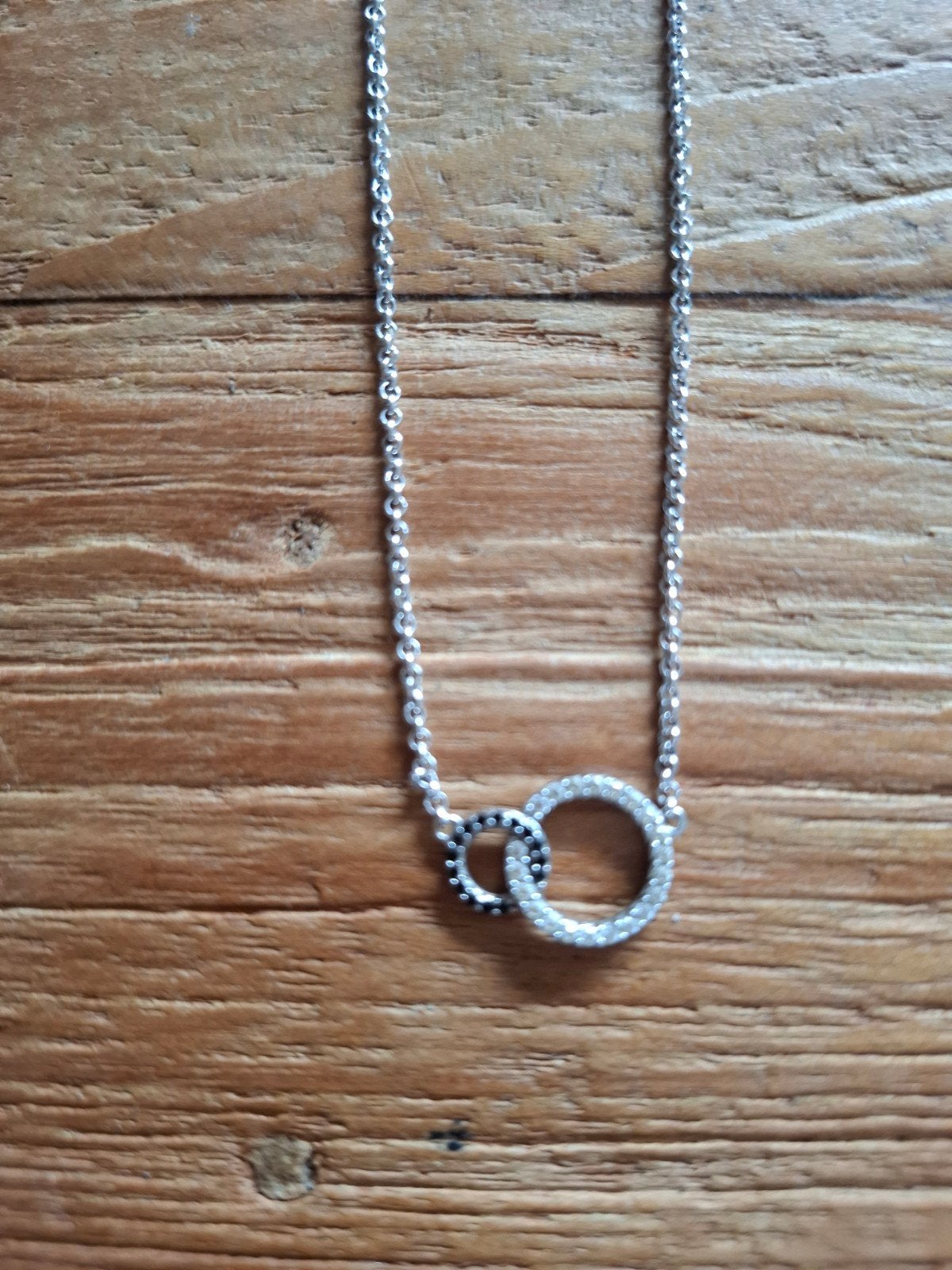 Zinzi zilveren ketting met dubbele ringen en zirkonia, Sieraden, Tassen en Uiterlijk, Kettingen, Zo goed als nieuw, Zilver, Zilver
