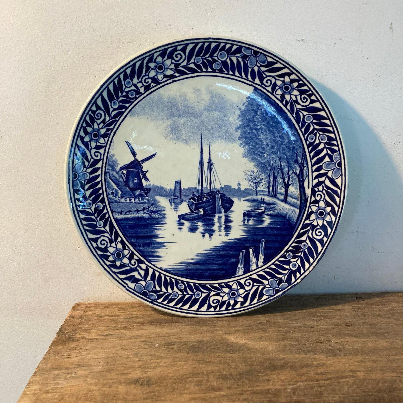 Delfts Blauw Wandbord Boch - Hollands Tafereel 22cm, Antiek en Kunst, Ophalen of Verzenden