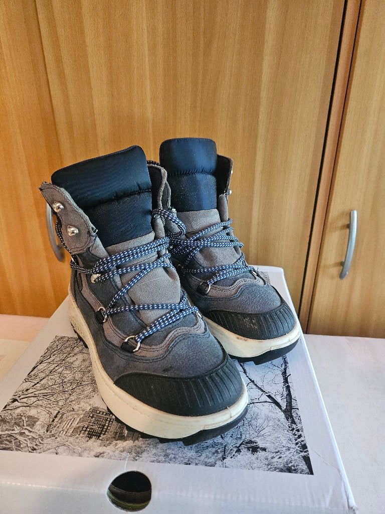 Leren dames veterboots grijs blauw maat 37!, Blauw, Nieuw, Wandelschoenen, Ophalen of Verzenden