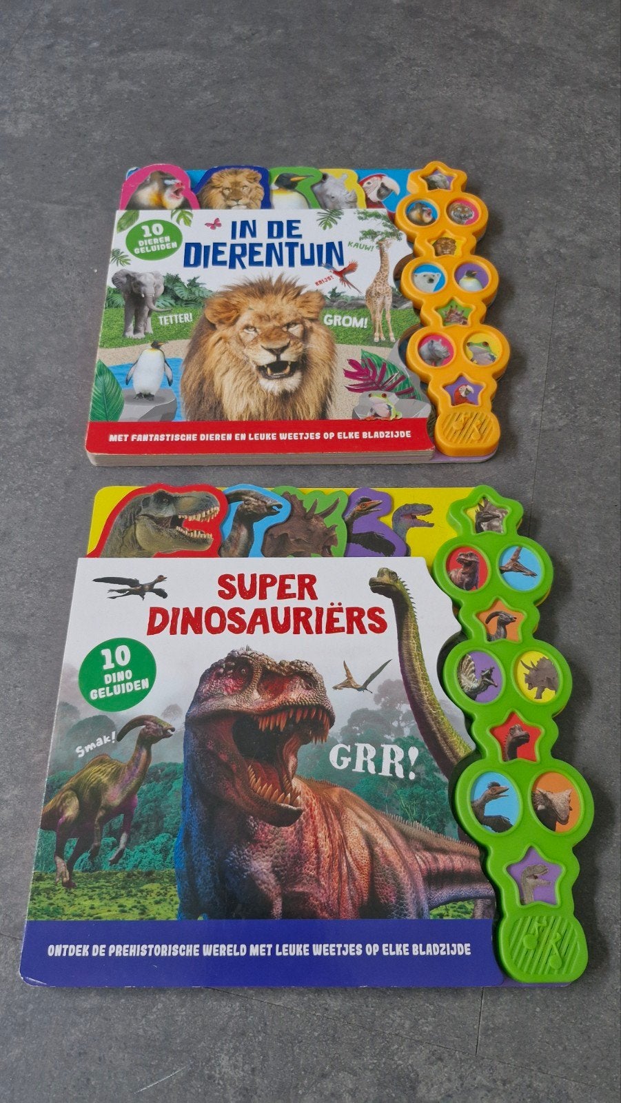 2 dieren geluid boeken dino en dierentuin boekjes, Ophalen of Verzenden, Kwartet(ten)