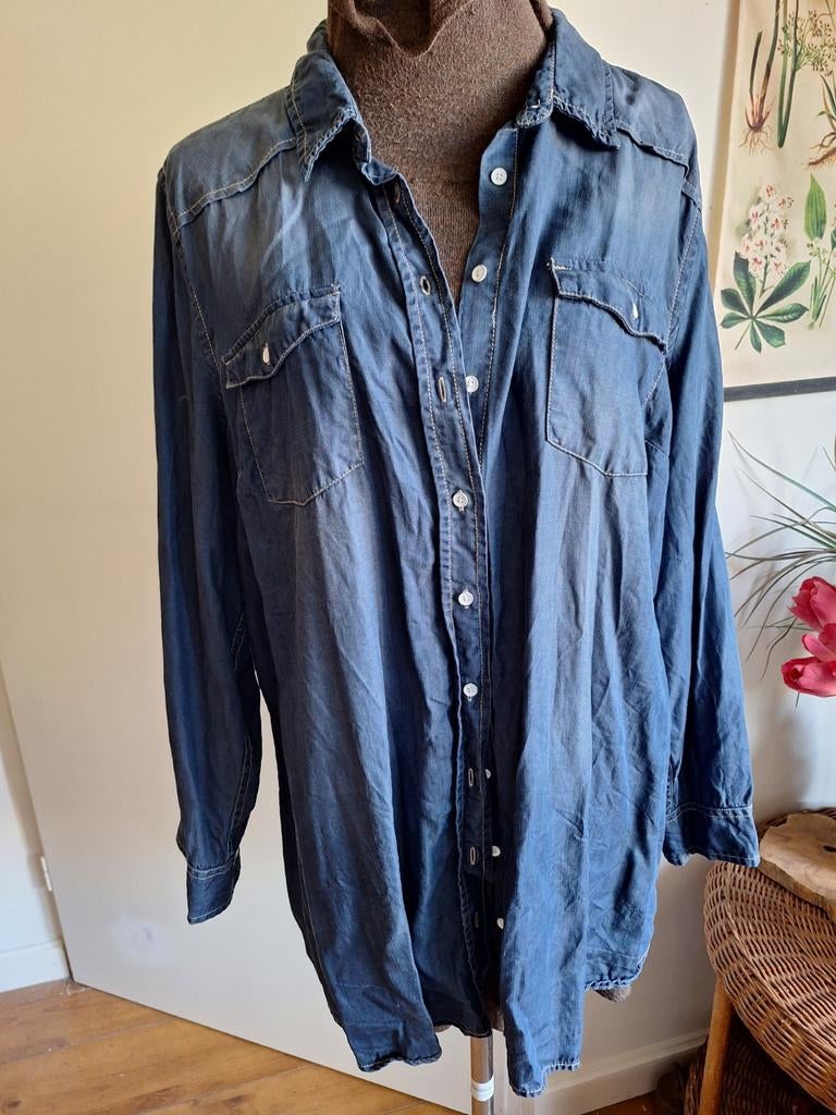 Spijkerblouse maat 50, Ophalen of Verzenden, Zo goed als nieuw, Blauw, Blouse of Tuniek