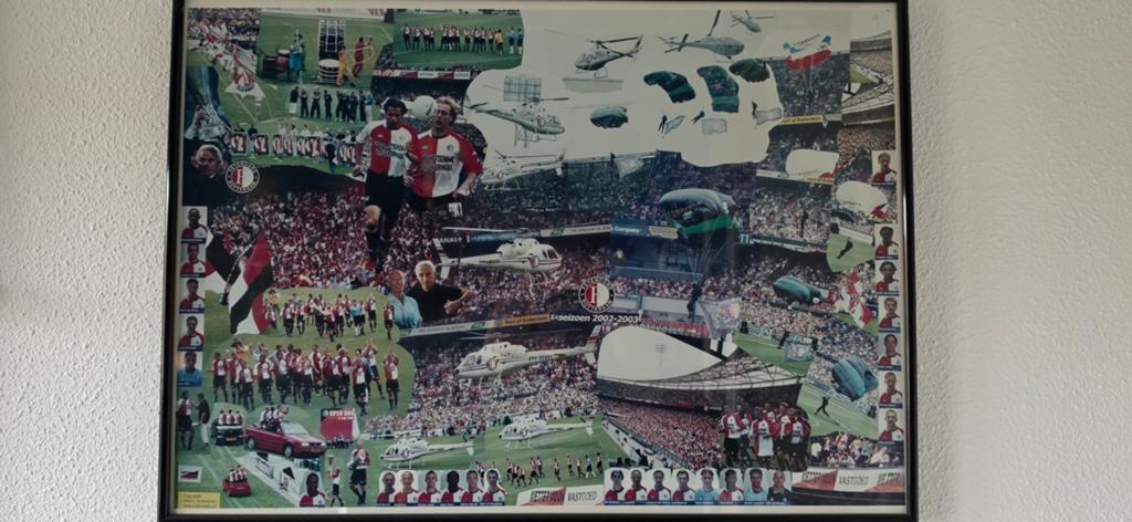 Feyenoord fotocollage Open Dag seizoen 2002-2003, Ophalen, Gebruikt, 50 tot 75 cm, 75 tot 100 cm