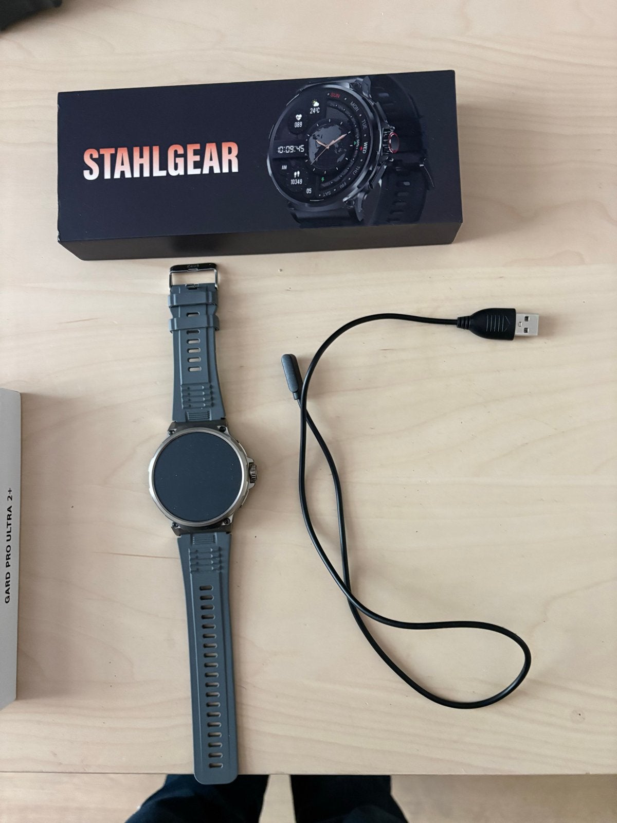 Stahlgear Smartwatch - Grijs met Oplaadkabel, Sieraden, Tassen en Uiterlijk, Ophalen, Hartslag, Zo goed als nieuw, Grijs