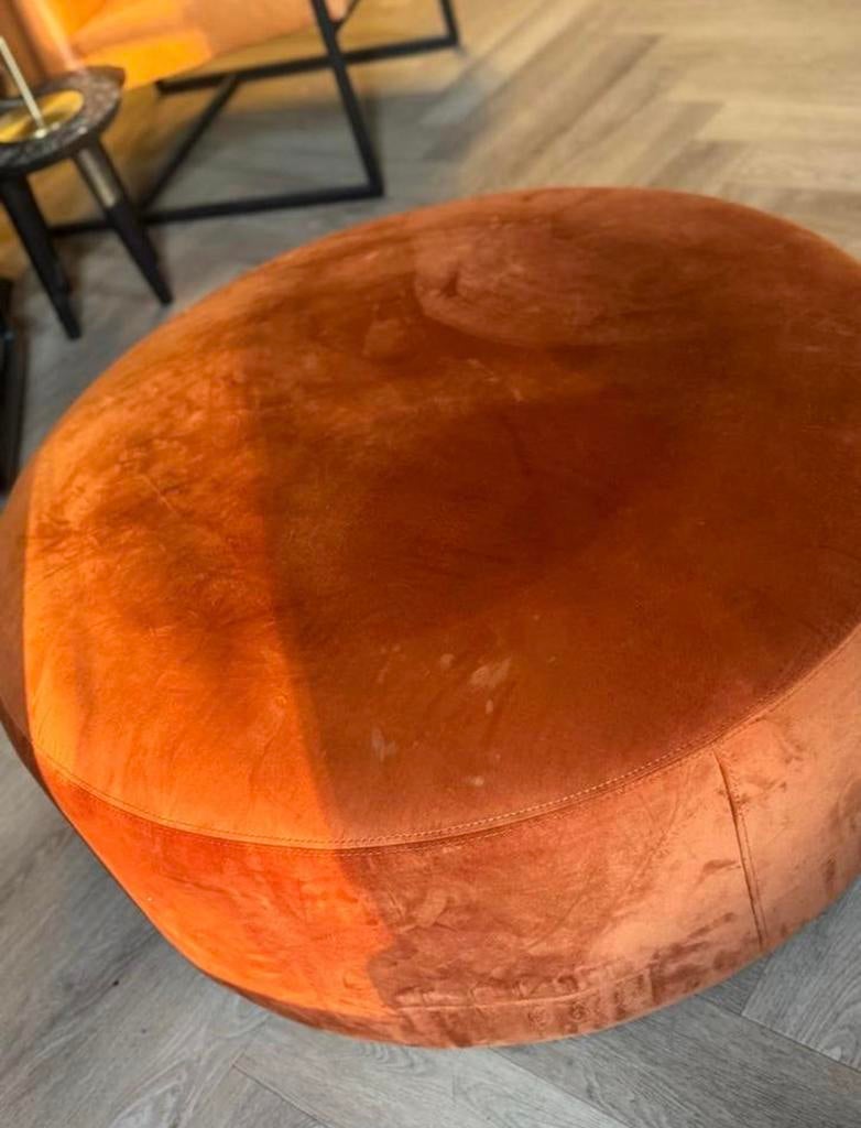 Grote velours poef Westwing - Pumpkin oranje, Ophalen, Gebruikt, Rond, 75 tot 100 cm