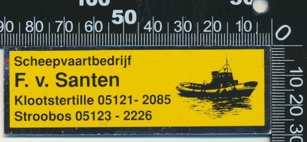 Sticker: Van Santen Scheepvaartbedrijf - Klootstertille, Verzamelen, Stickers, Zo goed als nieuw, Bedrijf of Vereniging, Ophalen of Verzenden