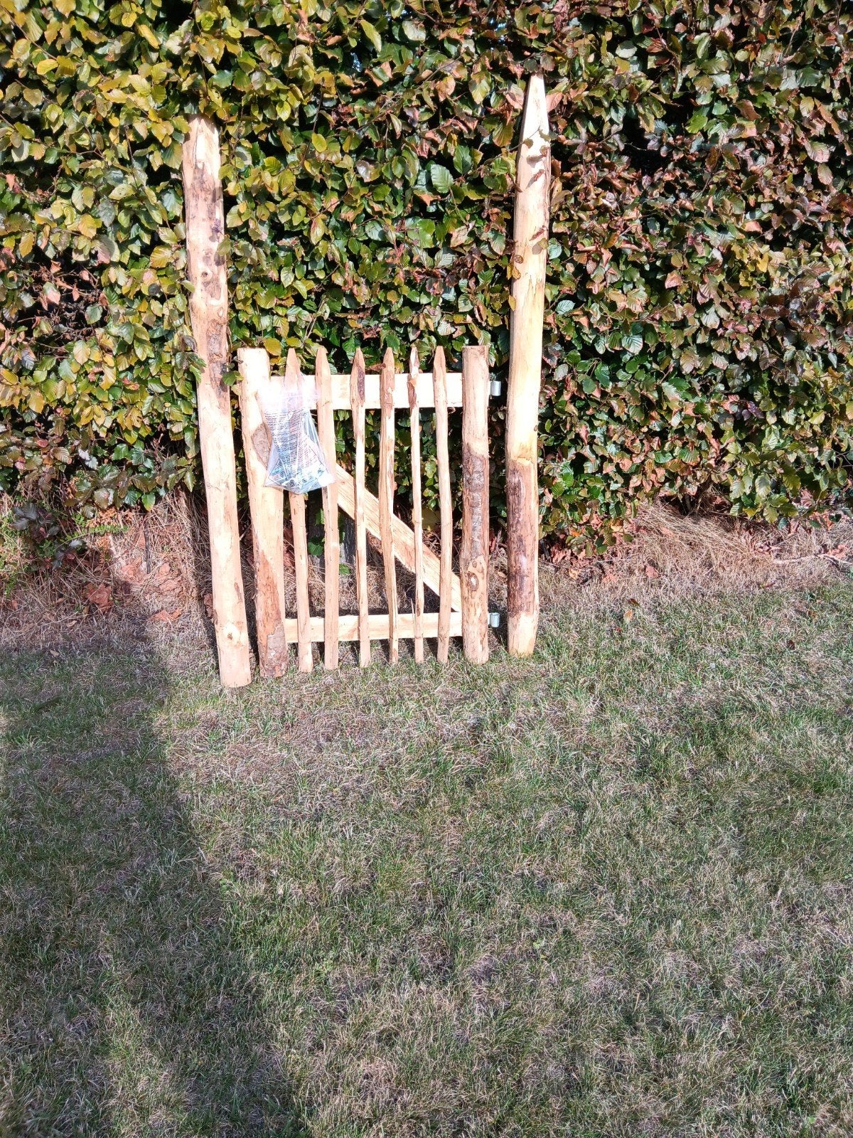 Kastanje kastanjehouten poortje met 2 palen, Ophalen, Hout, Tuinhek