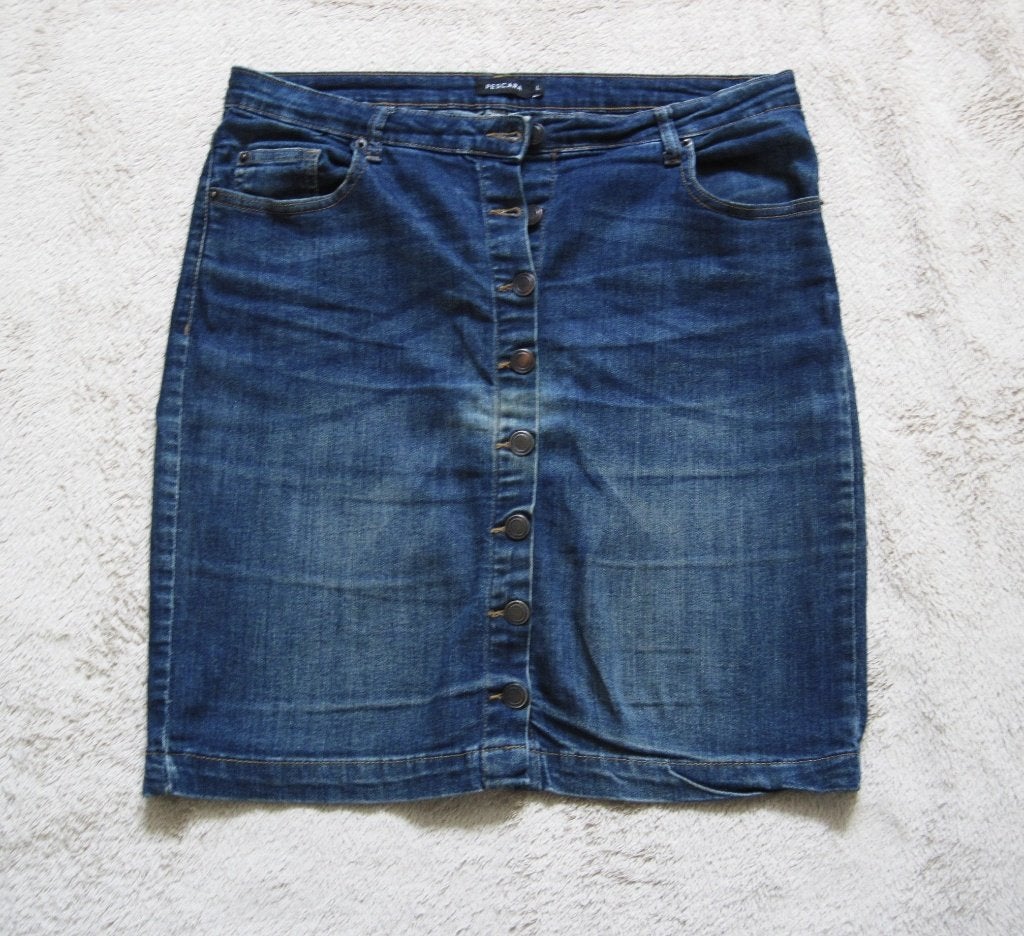qr  MOOIE JEANS ROK van PESCARA Maat:L, Blauw, Maat 42/44 (L), Ophalen of Verzenden, Zo goed als nieuw