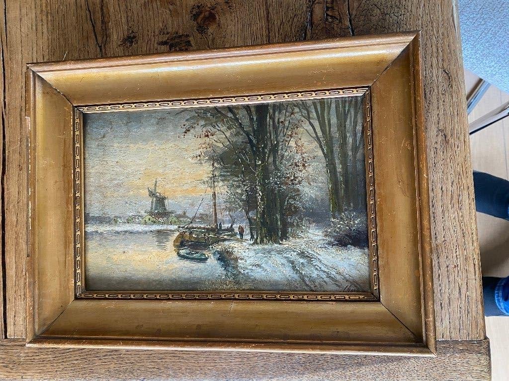 Klassiek schilderij, Paneel, Origineel werk, Ophalen of Verzenden, Landschap