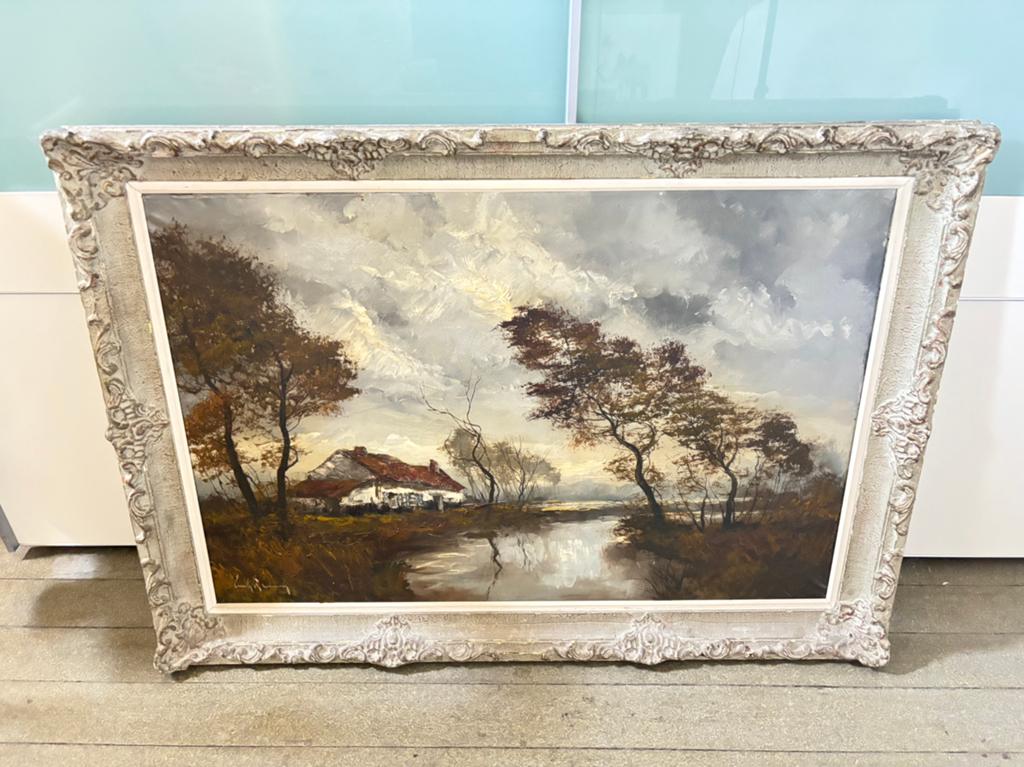 Grote Antieke oliverf van Landschap, Ophalen