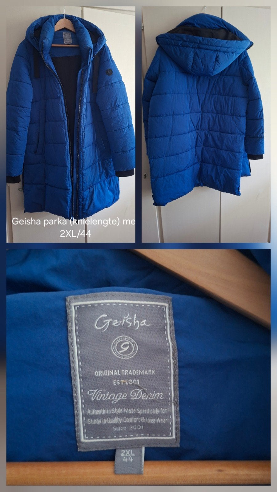 Geisha Winter Parka Kobalt Blauw - Maat 2XL/44, Kleding | Dames, Geisha, Blauw, Maat 46/48 (XL) of groter, Ophalen of Verzenden