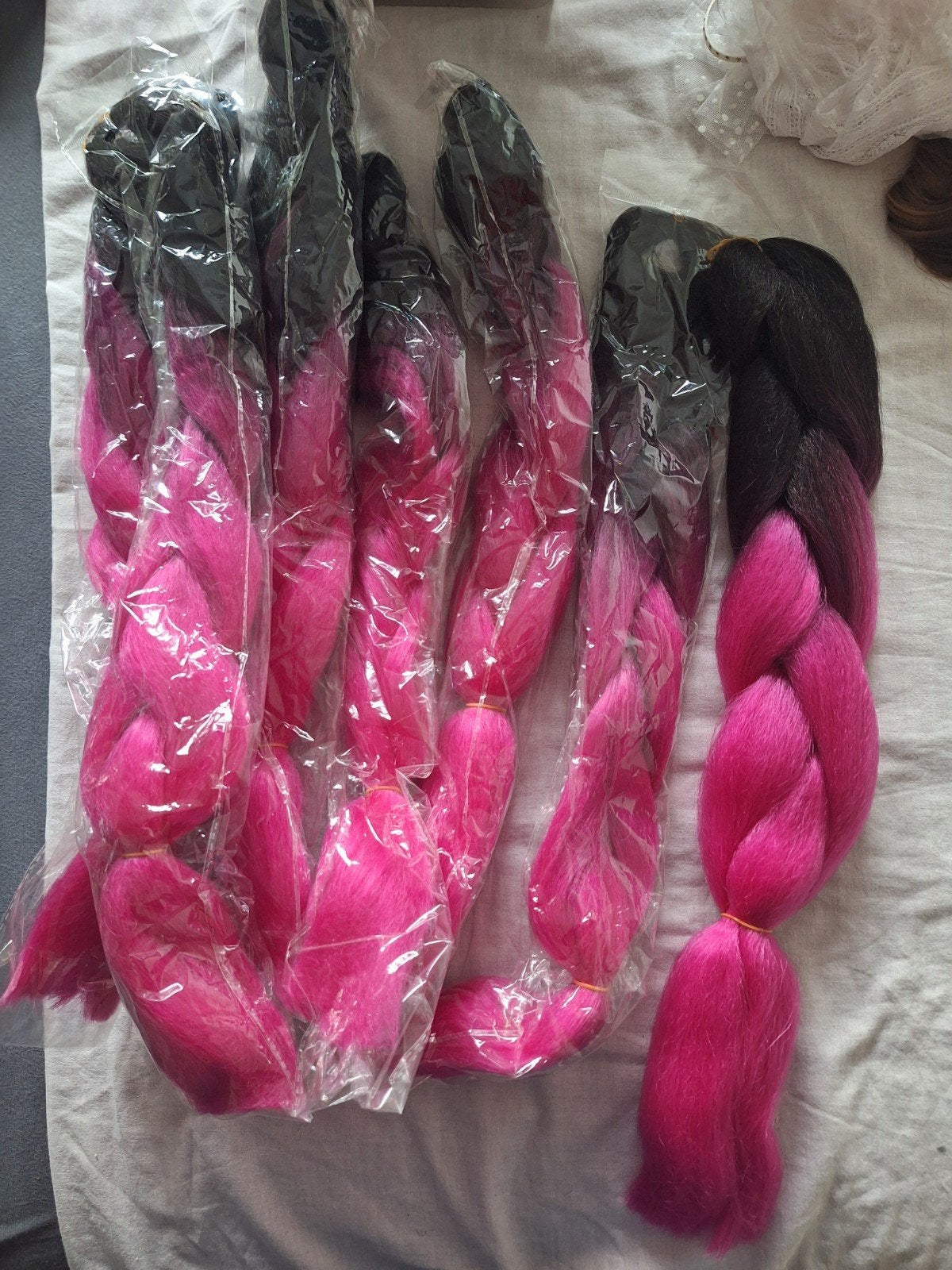 7x roze ombre kanekalon nephaar, Sieraden, Tassen en Uiterlijk, Ophalen of Verzenden, Nieuw, Pruik of Haarverlenging