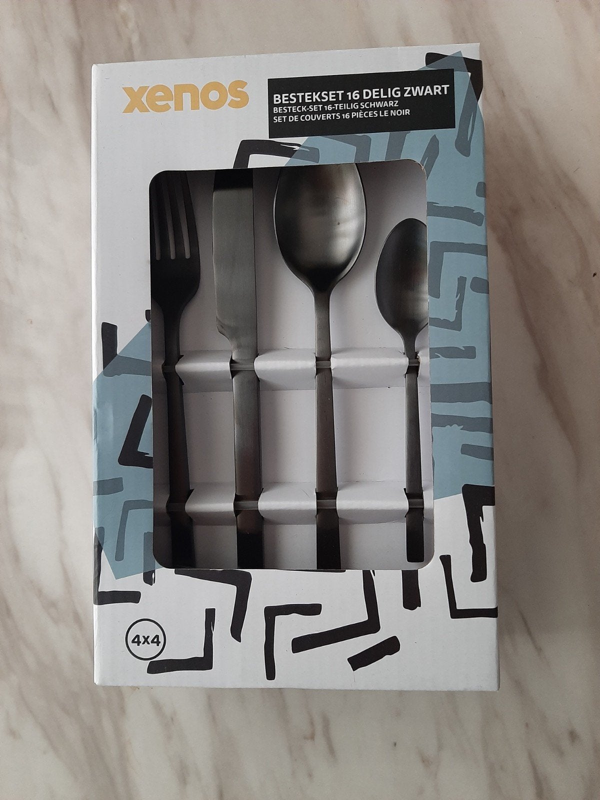 Bestekset Mat Zwart 16-delig - Nieuw & Vaatwasserbesten, Bestekset, Overige typen, Nieuw, Ophalen of Verzenden