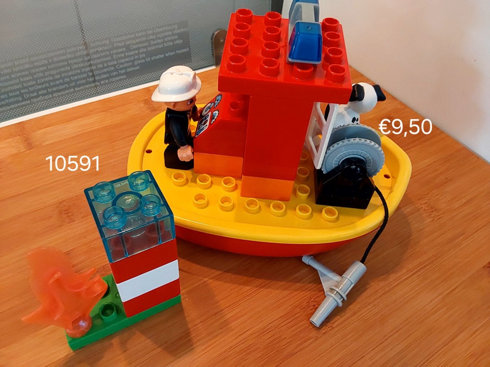 Lego Duplo Brandweerboot 10591 met brandweerman en hond🦋, Gebruikt, Overige thema's, Ophalen of Verzenden, Duplo
