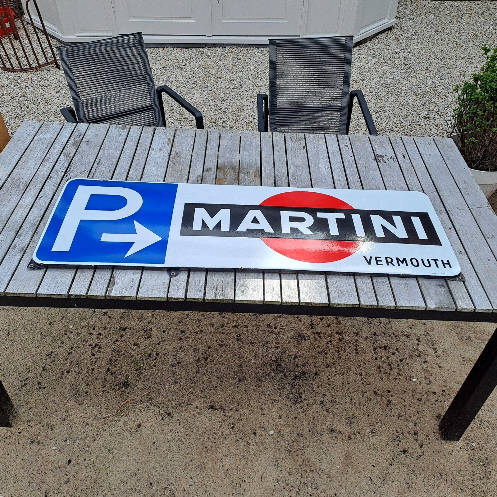 emaille reclamebord Martini 121x45cm Langcat, Ophalen of Verzenden, Gebruikt, Reclamebord