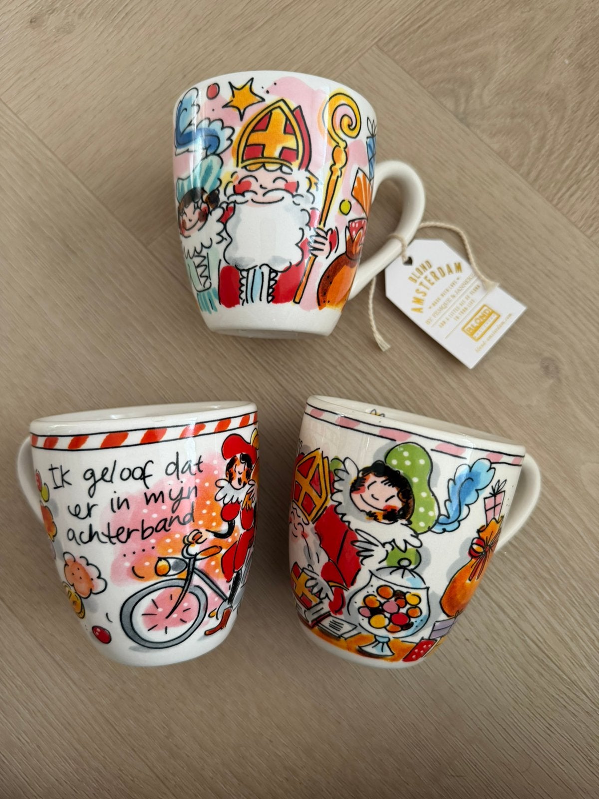 Blond Amsterdam 3 sinterklaas koffiekopjes, Ophalen, Nieuw, Aardewerk, Kop(pen) en/of Schotel(s)