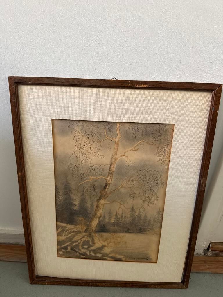 Antiek Schilderij R.G. Wouters, 1974 - Winterlandschap, Ophalen of Verzenden