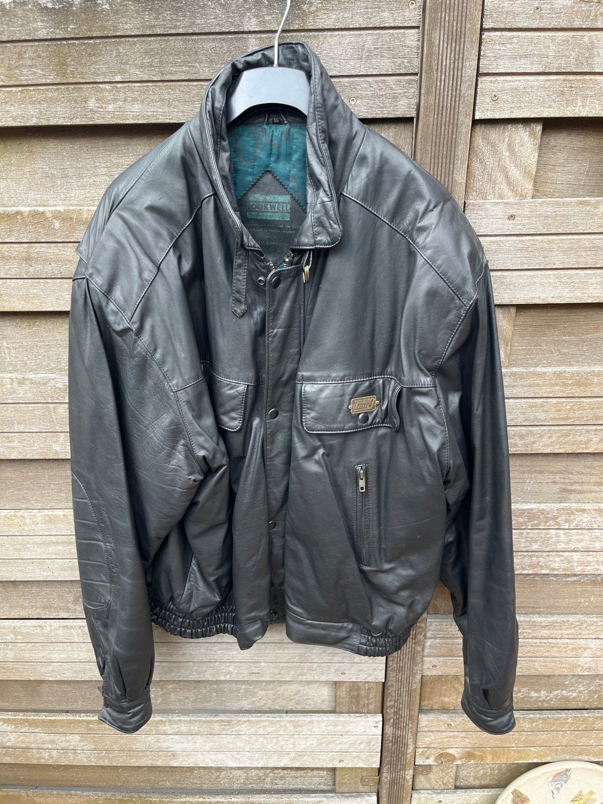 Lookwell Leren Motorjas Zwart Maat 58 (XL), Ophalen, Gedragen, Maat 56/58 (XL), Zwart