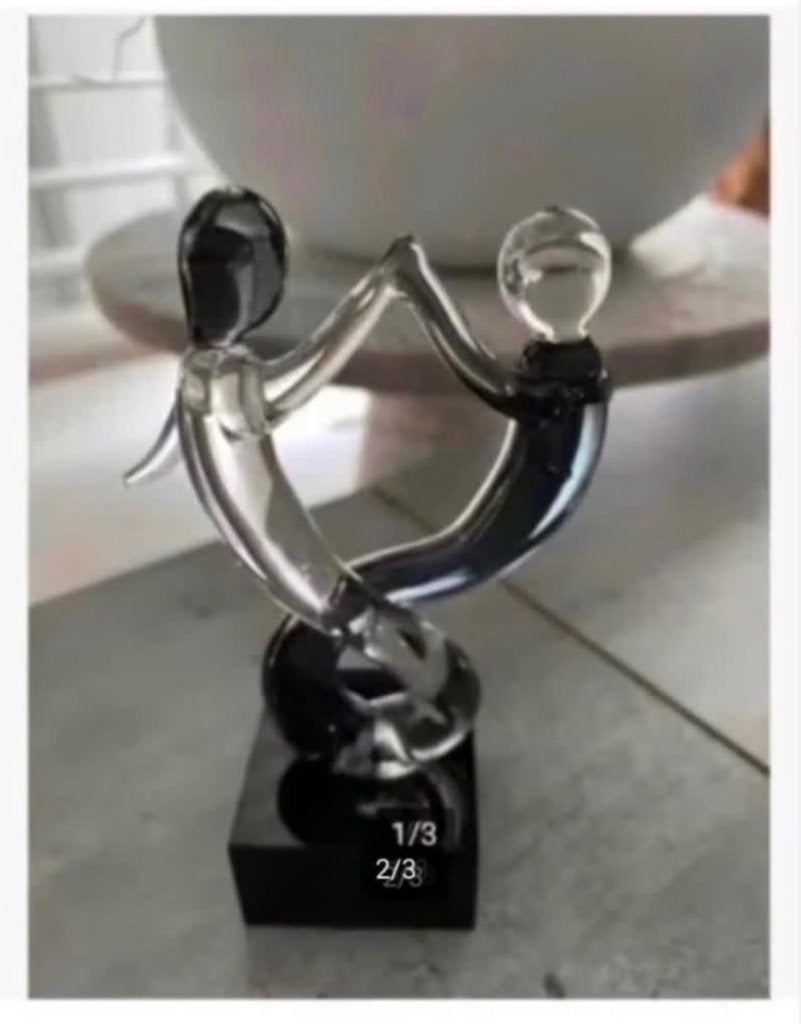 Glazen beeld dansend paar, man vrouw, verliefd, Antiek en Kunst, Ophalen of Verzenden