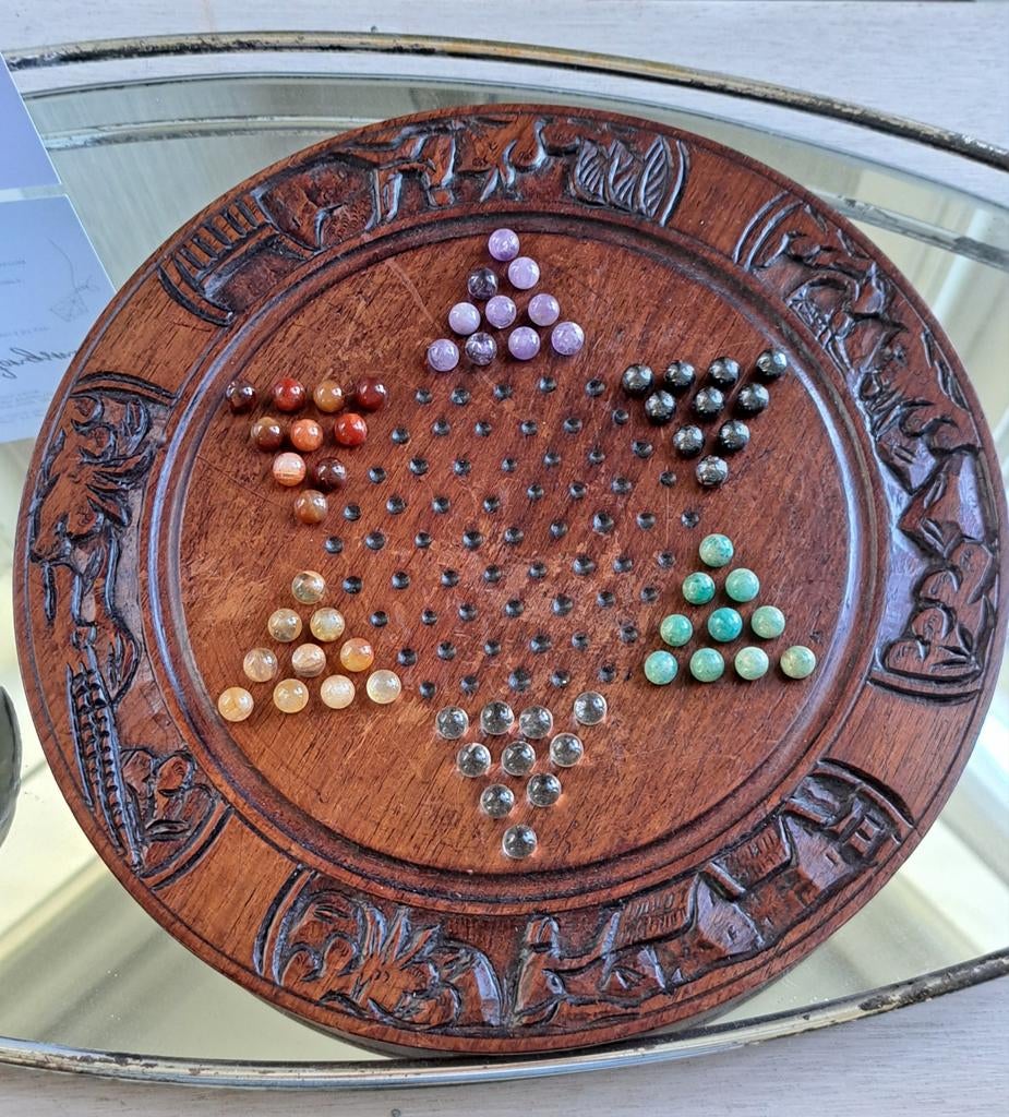Antiek  spel - Palissander hout met  knikkers, Ophalen of Verzenden