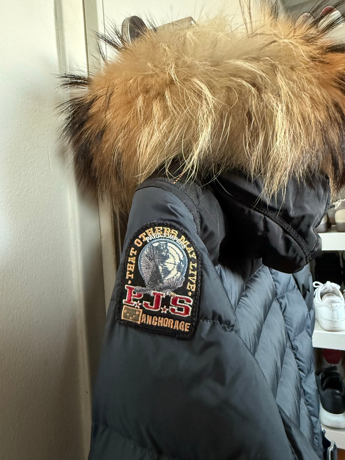 Parajumpers donsjas met bontkraag - Zo goed als nieuw, Ophalen of Verzenden, Zo goed als nieuw, Maat 34 (XS) of kleiner, Blauw