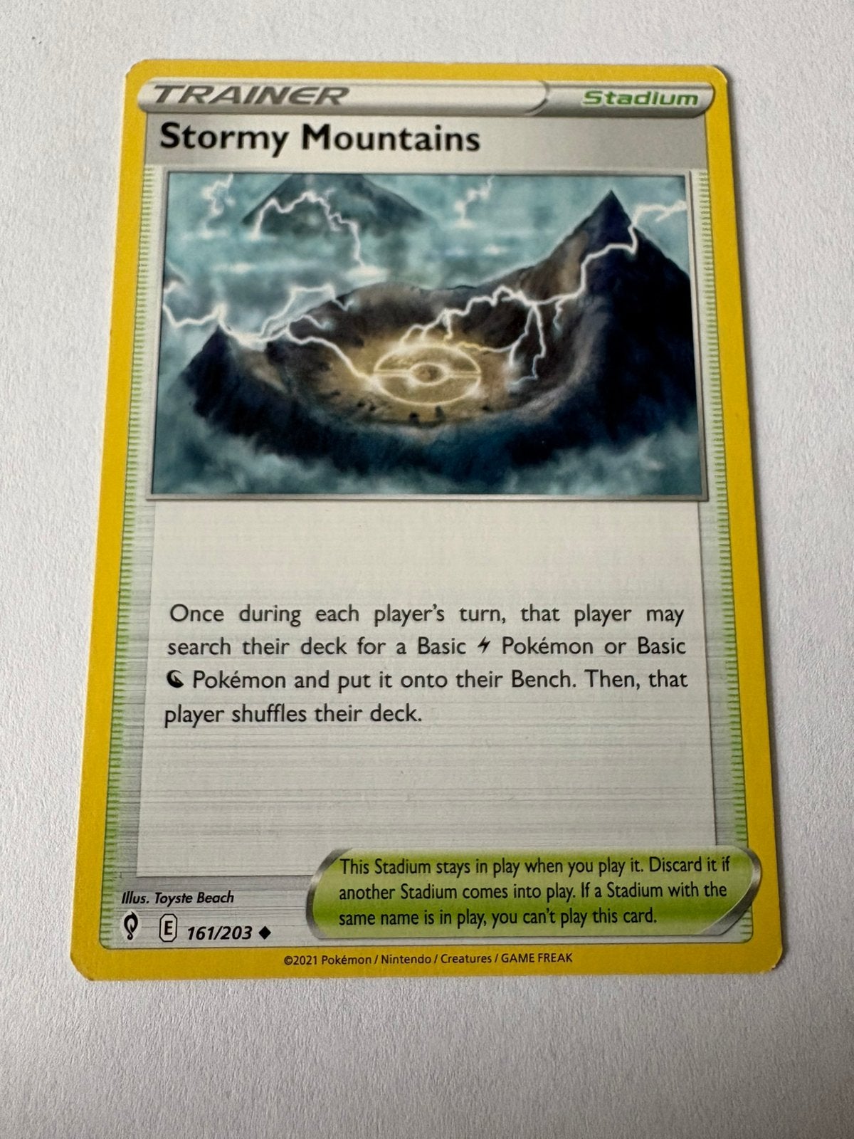 Pokémon kaart TRAINER Stadium Stormy Mountains, Ophalen of Verzenden, Nieuw, Losse kaart