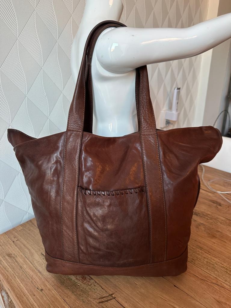 Vintage Timberland shopper tas, leer, bruin, Sieraden, Tassen en Uiterlijk, Tassen | Damestassen, Ophalen of Verzenden, Gebruikt