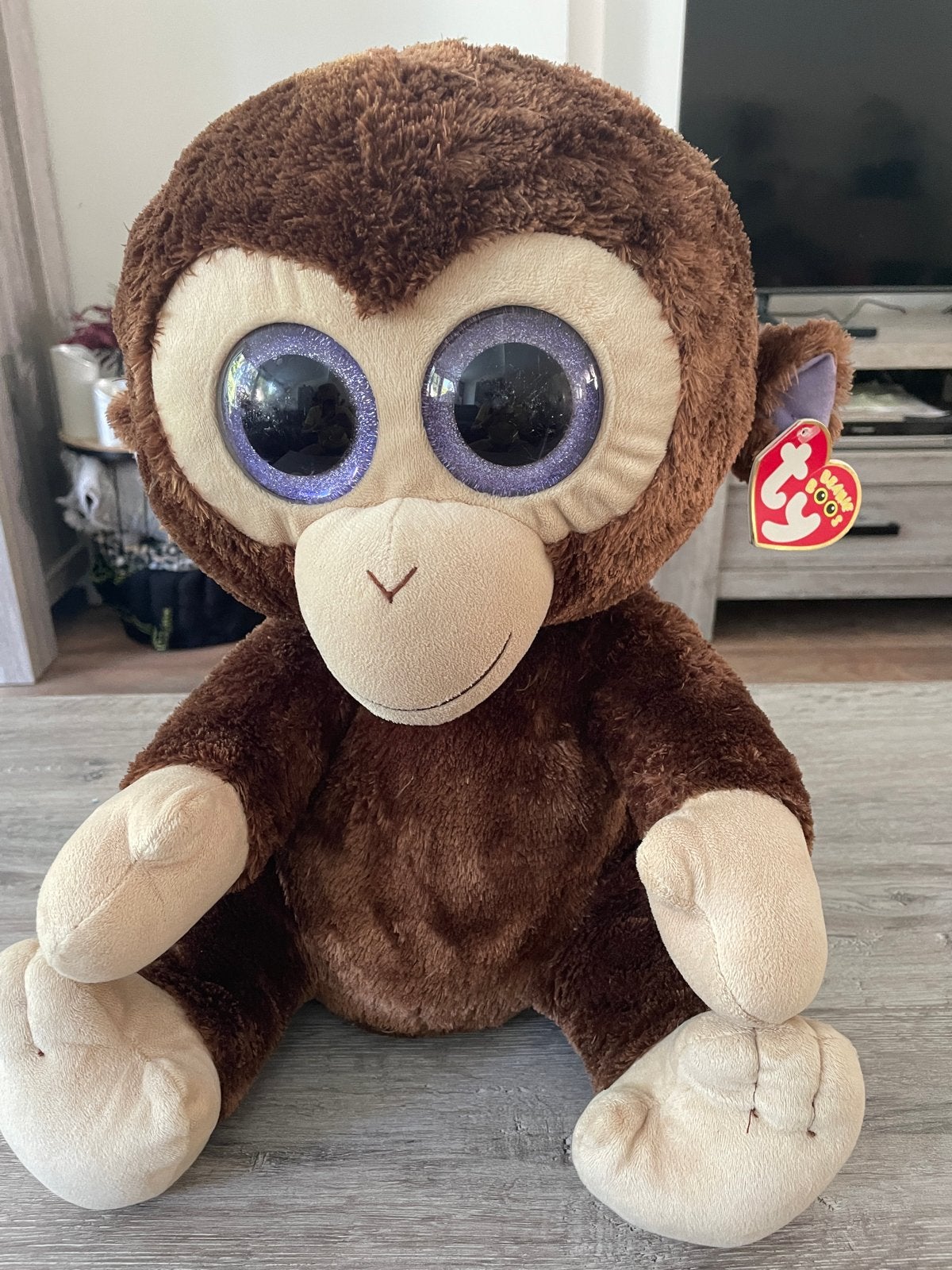 Grote Ty Beanie Boos Aap Coconut XL - 42 cm, Gebruikt, Ophalen of Verzenden, Met label, Middelgroot (20 tot 80 cm)