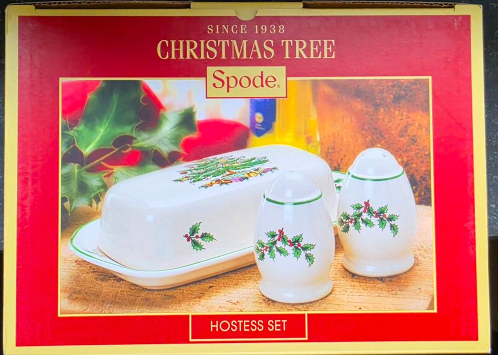 Spode Christmas Tree, ontbijtset, botervloot, peper en zout, Ophalen of Verzenden