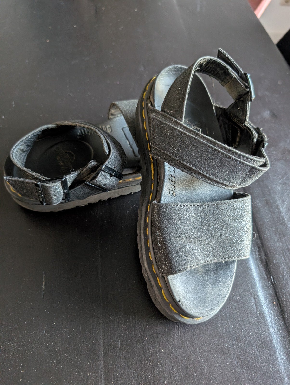 Dr. Martens VOSS Quad Glitter Sandalen - Maat 37, Zwart, Dr. Martens, Gedragen, Sandalen of Muiltjes